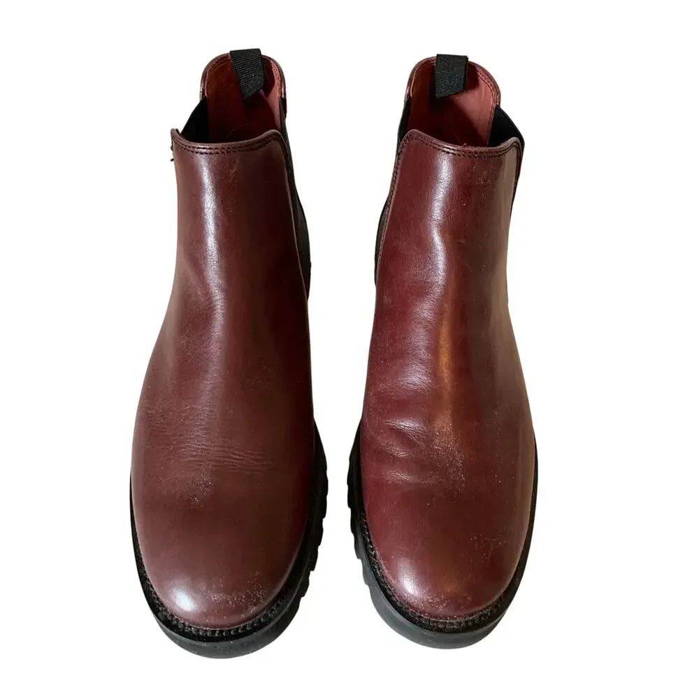 Frau leather cognac Chelsea booties from Italy size 8 Med